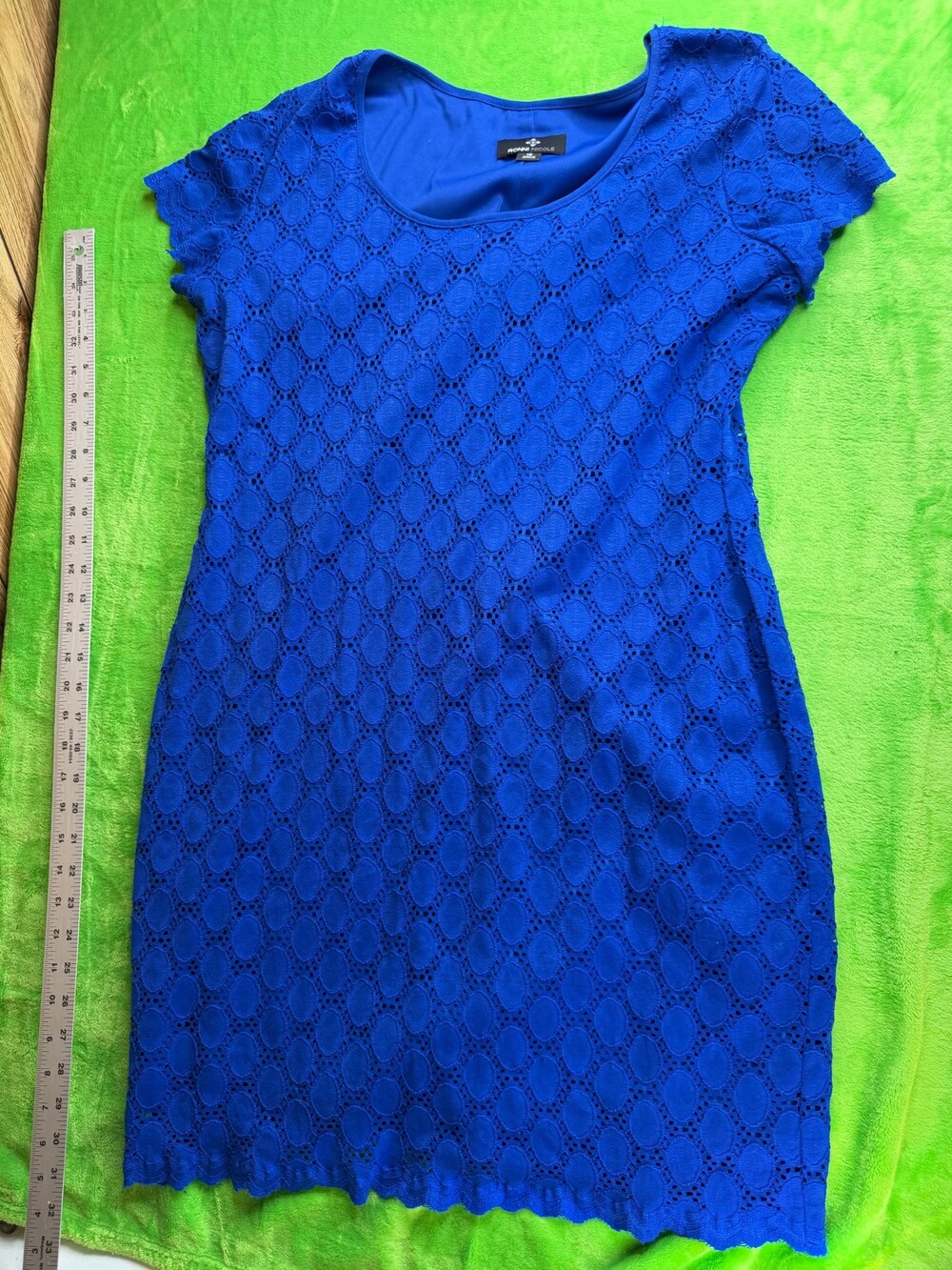 Ronni Nicole Royal Blue Crochet Lace Sheath Dress Sz 16